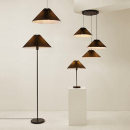 Valuelights Akira Black Metal Floor Lamp With Pleated Lampshade - Led Bulb Included - thumbnail 7