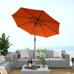 Outsunny 3(M) Garden Umbrella Outdoor Sunshade Canopy W/ Tilt & Crank Orange - thumbnail 9