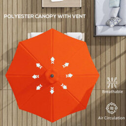 Outsunny 3(M) Garden Umbrella Outdoor Sunshade Canopy W/ Tilt & Crank Orange - thumbnail 8