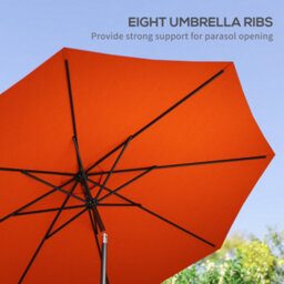 Outsunny 3(M) Garden Umbrella Outdoor Sunshade Canopy W/ Tilt & Crank Orange - thumbnail 7