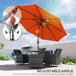 Outsunny 3(M) Garden Umbrella Outdoor Sunshade Canopy W/ Tilt & Crank Orange - thumbnail 6