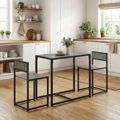 Small Table And 2 Chairs Set Breakfast Kitchen Dining Room Grey Modern Furniture - image 1