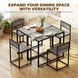 Small Table And 2 Chairs Set Breakfast Kitchen Dining Room Grey Modern Furniture - thumbnail 6