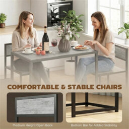 Small Table And 2 Chairs Set Breakfast Kitchen Dining Room Grey Modern Furniture - thumbnail 5