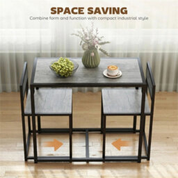 Small Table And 2 Chairs Set Breakfast Kitchen Dining Room Grey Modern Furniture - thumbnail 2