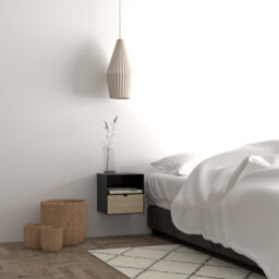 Furniture To Go Joliet 1 Drawer Wallmounted Bedside Table In Black & Bamboo - thumbnail 8