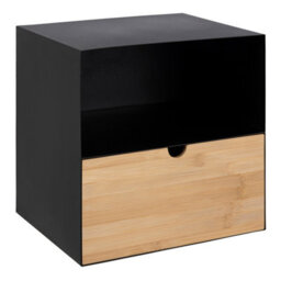 Furniture To Go Joliet 1 Drawer Wallmounted Bedside Table In Black & Bamboo