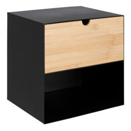 Furniture To Go Joliet 1 Drawer Wallmounted Bedside Table In Black & Bamboo - thumbnail 4