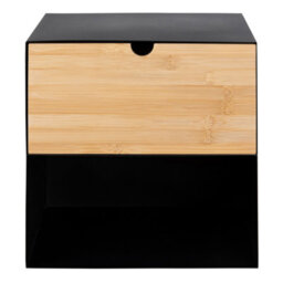 Furniture To Go Joliet 1 Drawer Wallmounted Bedside Table In Black & Bamboo - thumbnail 5