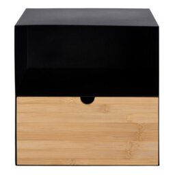 Furniture To Go Joliet 1 Drawer Wallmounted Bedside Table In Black & Bamboo - thumbnail 2