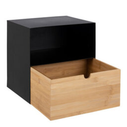 Furniture To Go Joliet 1 Drawer Wallmounted Bedside Table In Black & Bamboo - thumbnail 3