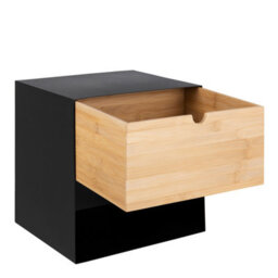Furniture To Go Joliet 1 Drawer Wallmounted Bedside Table In Black & Bamboo - thumbnail 6