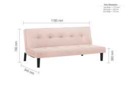 Pink Velvet Sofa Bed Birlea Aurora 3 Seater Settee Emerald Fabric Retro - thumbnail 8