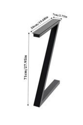 Garden Sanctuary 1 Pair Z-Shape Black Iron Table Legs With Anti Slip Pads H 70Cm - thumbnail 6