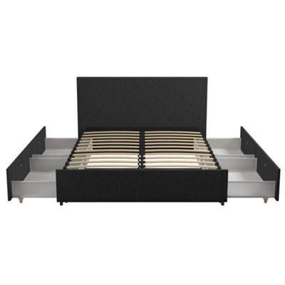 Novogratz Kelly Bed With Storage Fabric Dark Grey, King - image 1