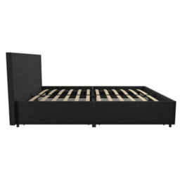 Novogratz Kelly Bed With Storage Fabric Dark Grey, King - thumbnail 4