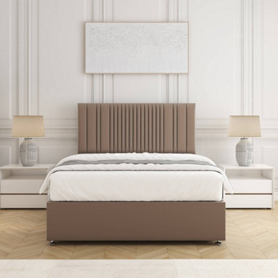 Bsspoke Florence Divan Bed Set Mink Plush Velvet With 24Inch Headboard & Mattress No Drawers In Single Double King 4Ft 6Ft - image 1