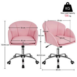 Yaheetech Modern Desk Chair For Home Office Makeup - Simple Pink / Velvet - thumbnail 3