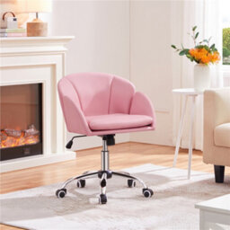 Yaheetech Modern Desk Chair For Home Office Makeup - Simple Pink / Velvet
