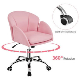 Yaheetech Modern Desk Chair For Home Office Makeup - Simple Pink / Velvet - thumbnail 6