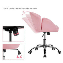 Yaheetech Modern Desk Chair For Home Office Makeup - Simple Pink / Velvet - thumbnail 5