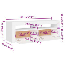 Vidaxl Tv Cabinet With Led Lights White 120X35X40 Cm - thumbnail 3