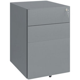 Vinsetto 3 Drawer Metal Filing Cabinet Lockable 5 Wheels Compact Under Desk Grey - thumbnail 2