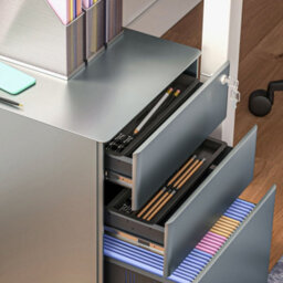 Vinsetto 3 Drawer Metal Filing Cabinet Lockable 5 Wheels Compact Under Desk Grey - thumbnail 9