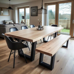 TRL Handmade Furniture Elegant Beech Dining Table  - Natural
