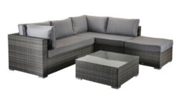 Signature Weave Savannah Wicker Corner Sofa Chair Coffee Table Set Grey - thumbnail 7