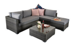 Signature Weave Savannah Wicker Corner Sofa Chair Coffee Table Set Grey - thumbnail 6