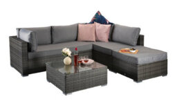 Signature Weave Savannah Wicker Corner Sofa Chair Coffee Table Set Grey - thumbnail 5