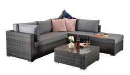 Signature Weave Savannah Wicker Corner Sofa Chair Coffee Table Set Grey - thumbnail 4