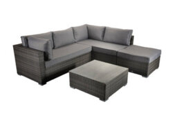 Signature Weave Savannah Wicker Corner Sofa Chair Coffee Table Set Grey - thumbnail 9