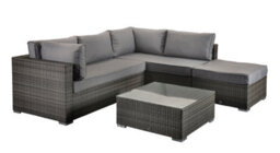 Signature Weave Savannah Wicker Corner Sofa Chair Coffee Table Set Grey - thumbnail 8