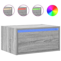 Berkfield Durable Wall-Mounted Bedside Cabinets With Led Lights 2 Pcs Grey Sonoma - thumbnail 6