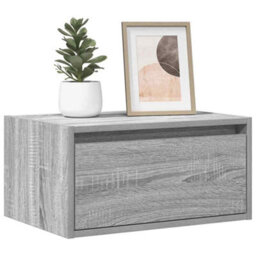 Berkfield Durable Wall-Mounted Bedside Cabinets With Led Lights 2 Pcs Grey Sonoma - thumbnail 2