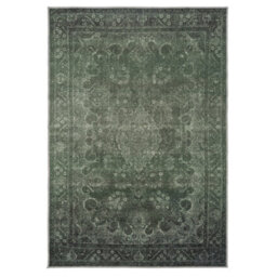 Loomed Vintage Design Cotton Chenille Rug Dark Green Machine Washable 80Cm X 150Cm - thumbnail 7