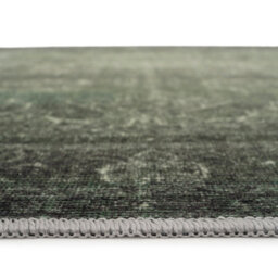 Loomed Vintage Design Cotton Chenille Rug Dark Green Machine Washable 80Cm X 150Cm - thumbnail 8