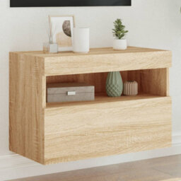 Walplus Tv Wall Cabinet With Led Lights Sonoma Oak 60X30X40 Cm - thumbnail 1