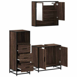 Berkfield 3 Piece Bathroom Furniture Set Brown Oak Engineered Wood - thumbnail 8