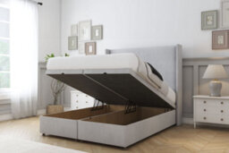 "Sloomy Devonshire Silver Naples Ottoman Bed With Mattress With 54"" Wingback Headboard 3' Single" - thumbnail 2