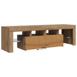 Walplus Tv Cabinet With Led Lights Artisan Oak 140X36.5X40 Cm Engineered Wood - thumbnail 9