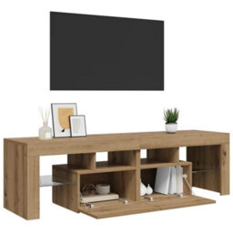 Walplus Tv Cabinet With Led Lights Artisan Oak 140X36.5X40 Cm Engineered Wood - thumbnail 5