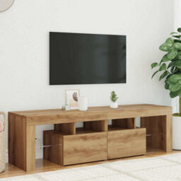 Walplus Tv Cabinet With Led Lights Artisan Oak 140X36.5X40 Cm Engineered Wood - thumbnail 1