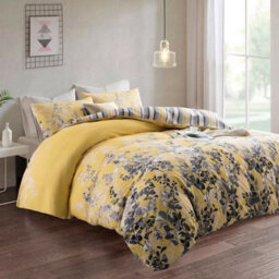 Ameha Printed Duvet Cover With Matching Pillowcase 3 Piece Set Skin Friendly Microfiber Ochre Blossom King (230X220Cm) - thumbnail 9