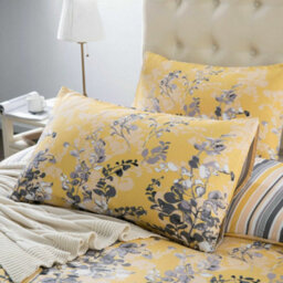 Ameha Printed Duvet Cover With Matching Pillowcase 3 Piece Set Skin Friendly Microfiber Ochre Blossom King (230X220Cm) - thumbnail 3