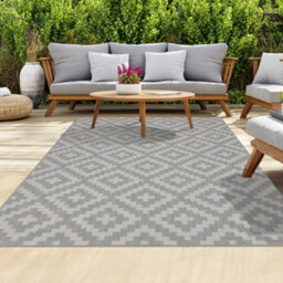 Homeart Outdoor Rugs Easy Cleaning Area Rugs For Balcony,garden,picnic,uv Weather Resistant Grey Cream, 80 X 150 Cm