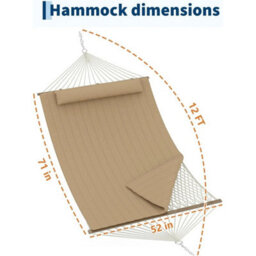 Hammock Cotton Rope Padded Polyester Adjustable Steel Frame - thumbnail 2