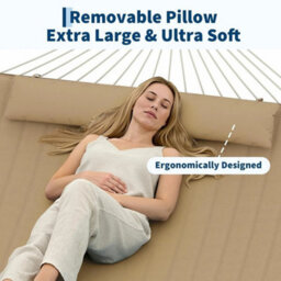 Hammock Cotton Rope Padded Polyester Adjustable Steel Frame - thumbnail 6